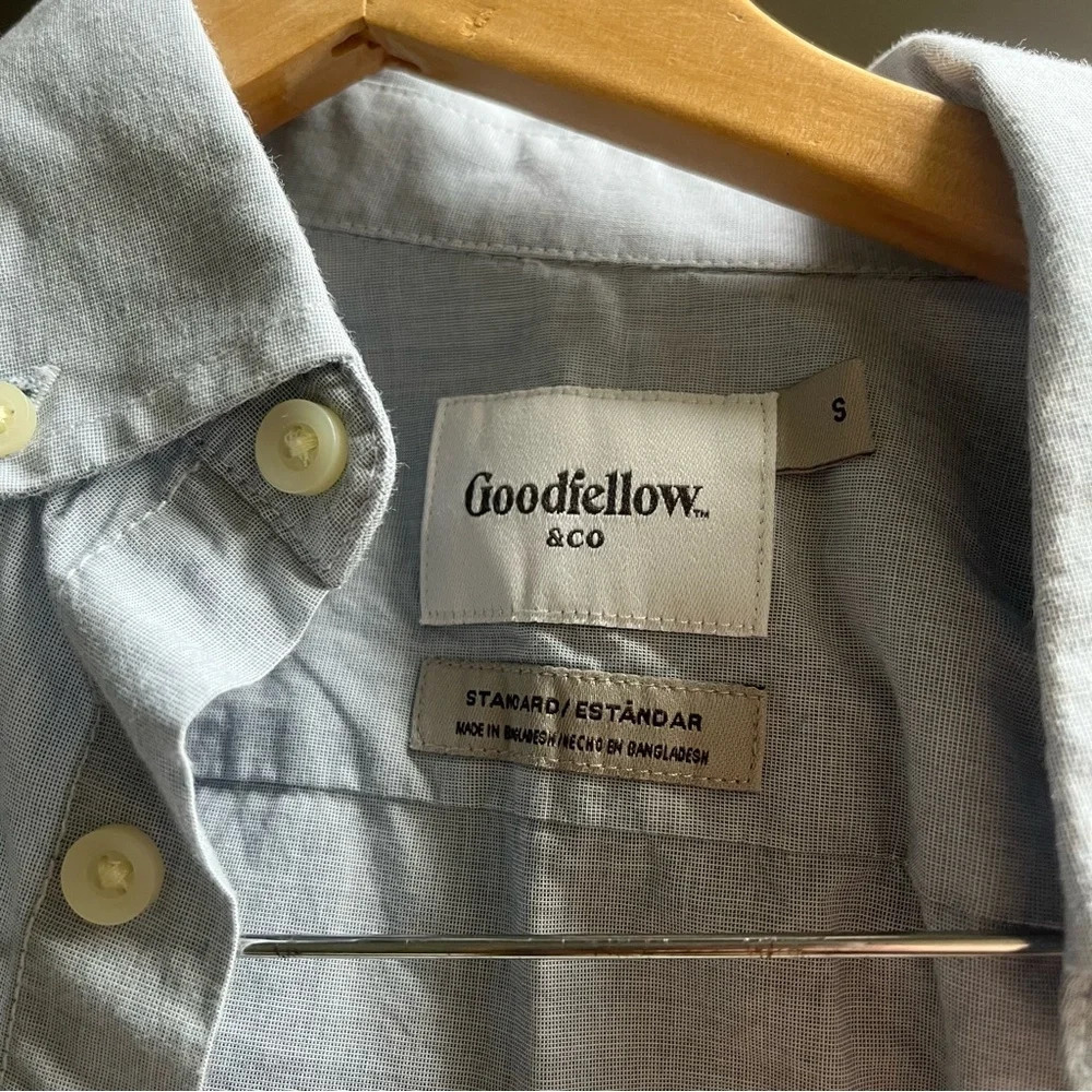 Goodfellow Blue Cotton Short Sleeve Button Up - Picture 3 of 4